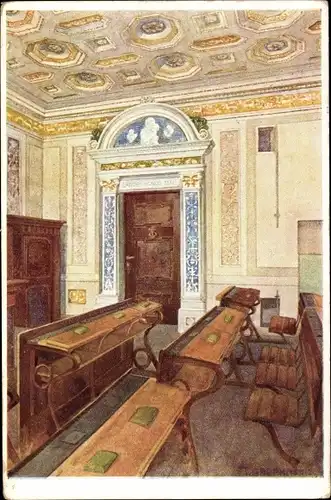 Künstler Ak Berndorf Niederösterreich, Schule, Lehrzimmer im römischen Renaissancestile