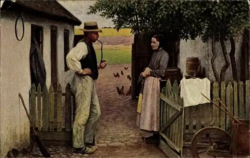 Künstler Ak Magaartd, V., Nach Feierabend, Mann mit Pfeife