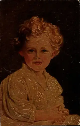 Künstler Ak Guten Morgen, kleines Kind mit Locken, Portrait