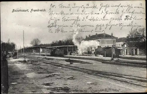 Ak Bazancourt Marne, Bahnhof, Eisenbahn