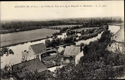 Ak Seiches Maine et Loire, La Vallee du Loir prise de la Chapelle de Matheflon