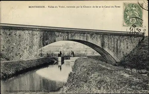 Ak Montbrison Loire, Vallée du Vizézi, Canal du Forez