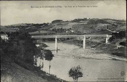 Ak Saint Germain Laval Loire, Le Pont de la Vourdist sur la Loire