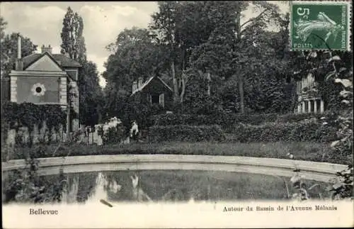 Ak Bellevue Hauts de Seine, Autour du Bassin de l'Avenue Melanie