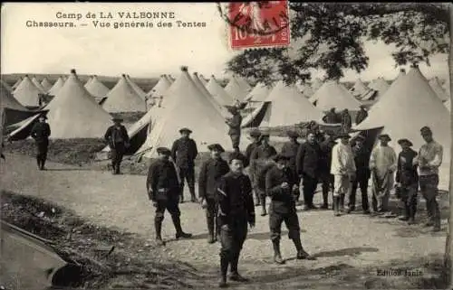 Ak La Valbonne Ain, Chasseurs, Vue generale des Tentes