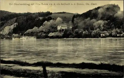 Ak Aschach an der Donau Oberösterreich, Ort Oberlandshag mit Villa Dukes