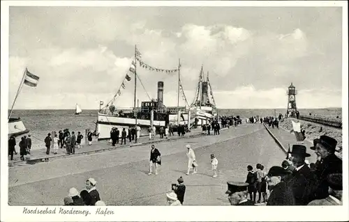 Ak Norderney in Ostfriesland, Hafen, Dampfer