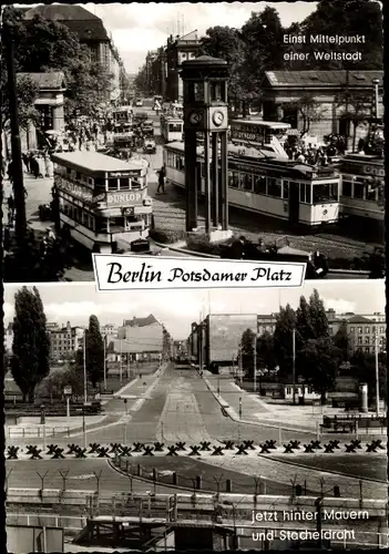 Ak Berlin Tiergarten, Potsdamer Platz, Innerdeutsche Grenze, Straßenbahnen