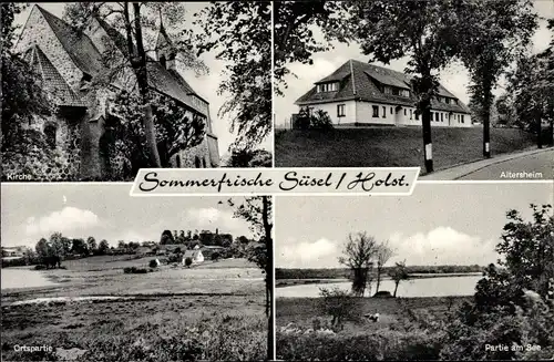 Ak Süsel in Ostholstein, Partie am See, Altersheim, Kirche