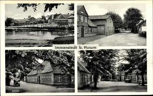 Ak Immenstedt Nordfriesland, Gasthaus, Schule