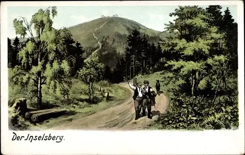 Künstler Ak Brotterode Trusetal in Thüringen, Der Inselsberg, Wanderer