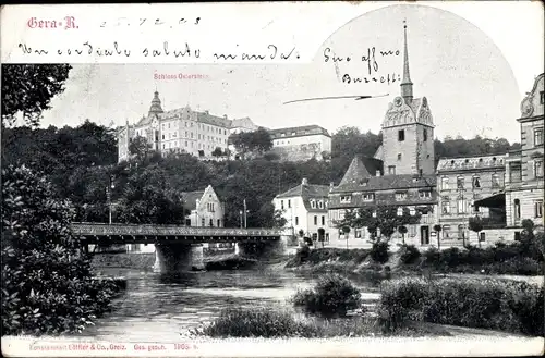 Ak Untermhaus Gera in Thüringen, Schloss Osterstein, Brücke