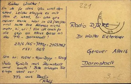 Ak QSL Karte, Funkerkarte, DL7GQ, Berlin