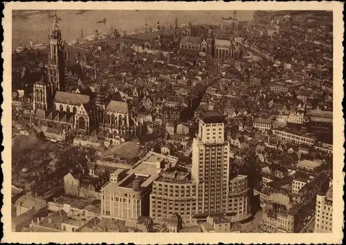 Ak Antwerpen Anvers Flandern, Torengebouwen, Cathedrale, Fliegeraufnahme