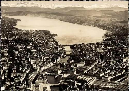 Ak Zürich Stadt Schweiz, Blick auf den Ort, Fliegeraufnahme