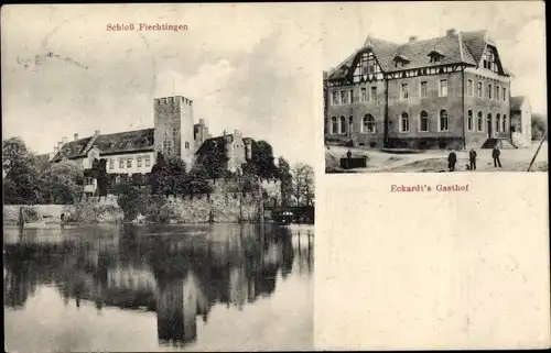 Ak Flechtingen Sachsen Anhalt, Schloss, Eckardt's Gasthof