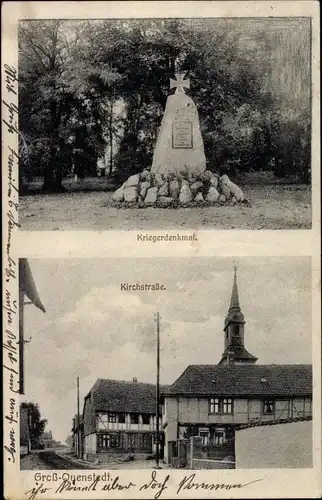 Ak Groß Quenstedt Arnstein im Südharz, Kriegerdenkmal, Kirchstraße