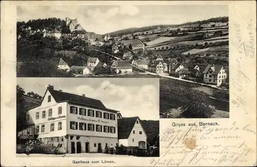 Ak Berneck Altensteig im Schwarzwald, Gasthaus zum Löwen, Panorama vom Ort