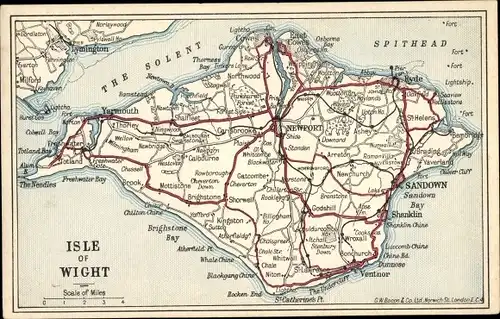 Landkarten Ak Newport Isle of Wight England, Chale Bay, The Solent, Spithead