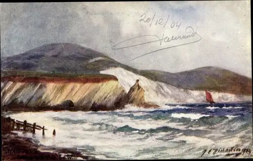 Künstler Ak Freshwater Isle of Wight England, Stag Rock, Tuck 7102