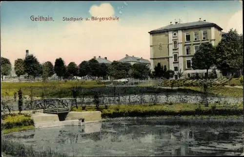 Ak Geithain in Sachsen, Stadtpark, Bürgerschule