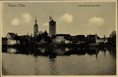 Ak Triptis in Thüringen, Stadtteich, Ehrenmal