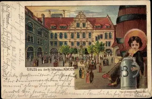 Litho München Bayern, Kgl. Hofbräuhaus