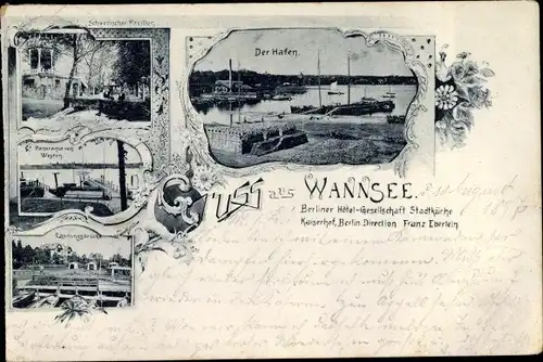 Ak Berlin Zehlendorf Wannsee, Schwedischer Pavillon, Hafen, Landungsbrücke