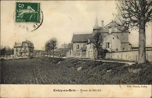 Ak Crecy en Brie Seine et Marne, Route de Bel Air