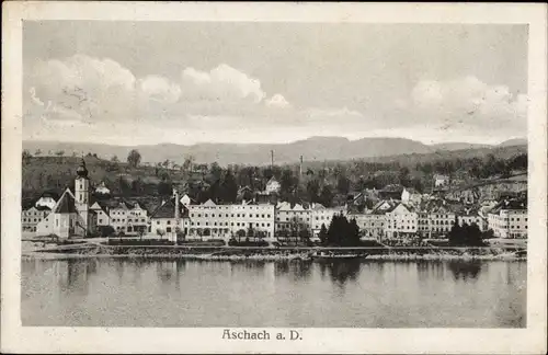 Ak Aschach an der Donau Oberösterreich, Blick auf den Ort, Donaupartie