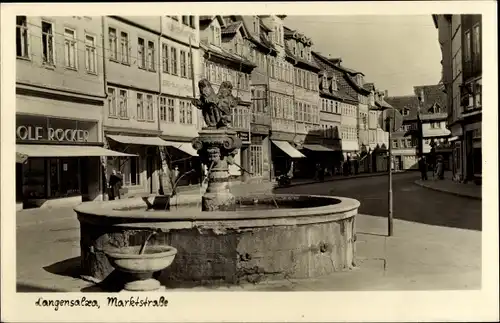 Ak Bad Langensalza in Thüringen, Marktstraße, Brunnen