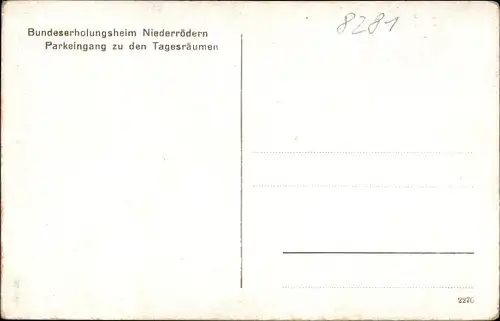 Ak Niederrödern Rödern Ebersbach bei Großenhain Sachsen, Bundeserholungsheim, Parkeingang