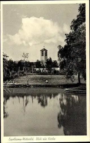 Ak Espelkamp Mittwald in Ostwestfalen Lippe, Blick zur Kirche