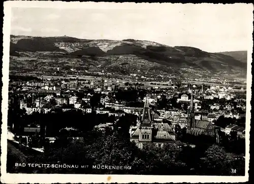 Ak Teplice Šanov Teplitz Schönau Region Aussig, Blick auf den Ort mit Mückenberg