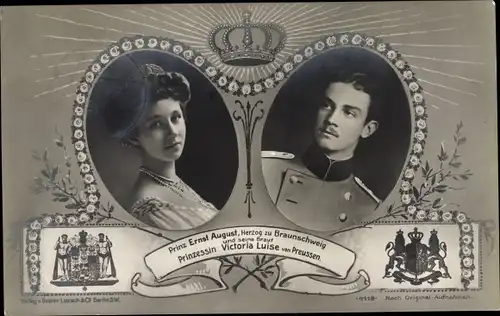 Wappen Ak Herzog Ernst August von Braunschweig Lüneburg, Viktoria Luise, Portrait