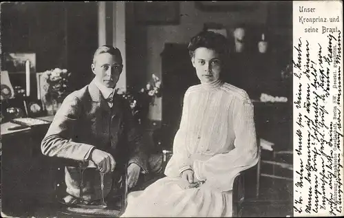 Ak Kronprinz Wilhelm von Preußen, Kronprinzessin Cecilie von Preußen