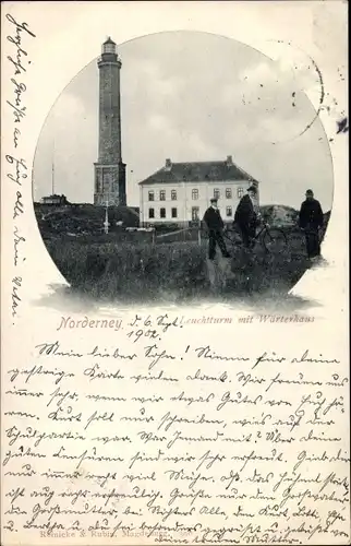 Ak Norderney in Ostfriesland, Leuchtturm mit Wärterhaus