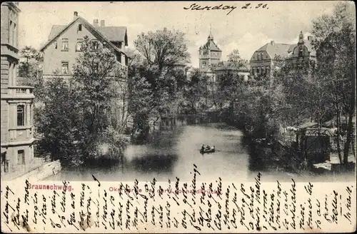 Ak Braunschweig in Niedersachsen, Okerpartie, Teilansicht der Stadt