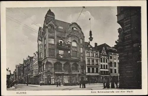 Ak Elbląg Elbing Westpreußen, Ecke Schmiedestraße und Alter Markt