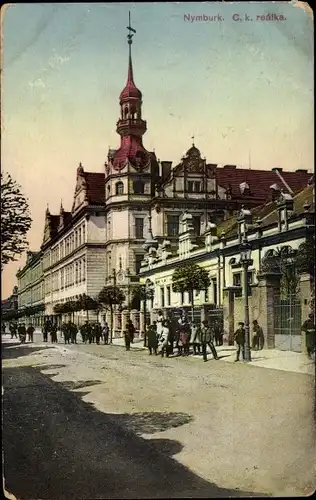 Ak Nymburk Neuenburg an der Elbe Mittelböhmen, C. k. realka, Straßenpartie