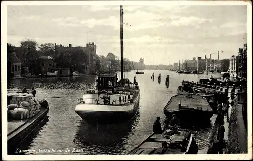 Ak Zaandam Zaanstad Nordholland, Gezicht op de Zaan