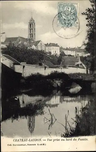 Ak Chateau Landon Seine et Marne, Vue prise au bord du Fusain