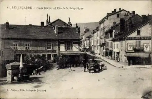 Ak Bellegarde Ain, Place Kleber et Rue de la Republique