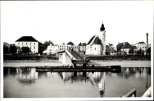 Ak Aschach an der Donau Oberösterreich, Partie an der Donau, Lastkahn