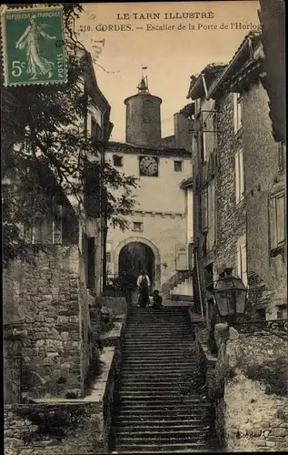 Ak Cordes Tarn, Escalier de la Porte de l'Horloge