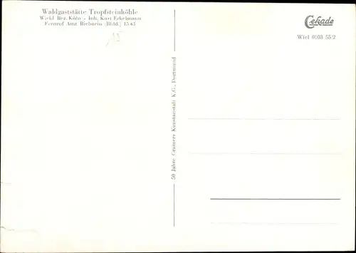 Ak Wiehl im Oberbergischen Kreis, Waldgaststätte Tropfensteinhöhle