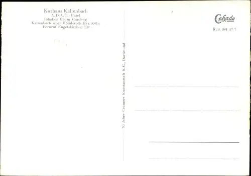 Ak Kaltenbach Engeskirchen Oberbergisches Land, Kurhaus Kaltenbach, Innenansicht