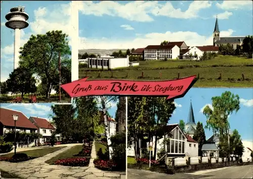 Ak Birk Lohmar in Nordrhein Westfalen, Teilansichten, Turm, Kirche, Schule