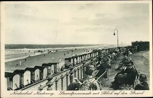 Ak Norderney in Ostfriesland, Strandpromenade mit Blick auf den Strand