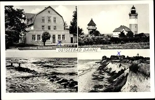 Ak Ostseebad Dahme in Holstein, Leuchtturm, Haus Seefrieden, Hohes Ufer, Morgenstimmung